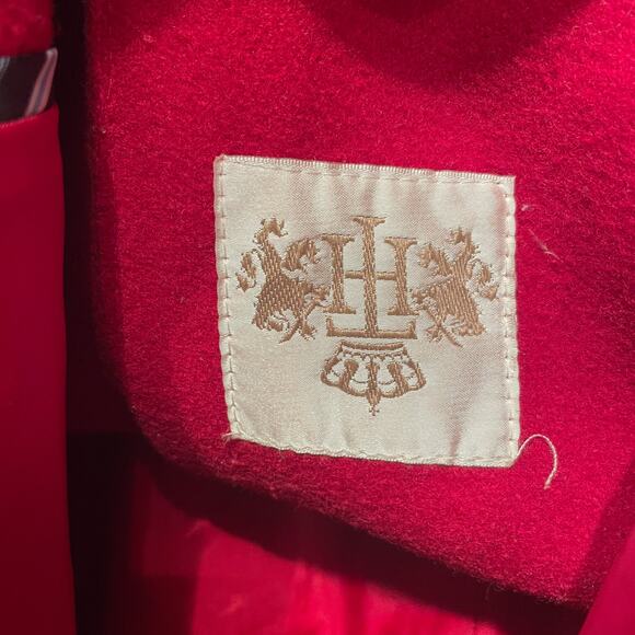 Tommy Hilfiger 4 Wool Toggle Coat | Scarlet Red Removable Hood Holiday Jacket - Picture 8 of 11